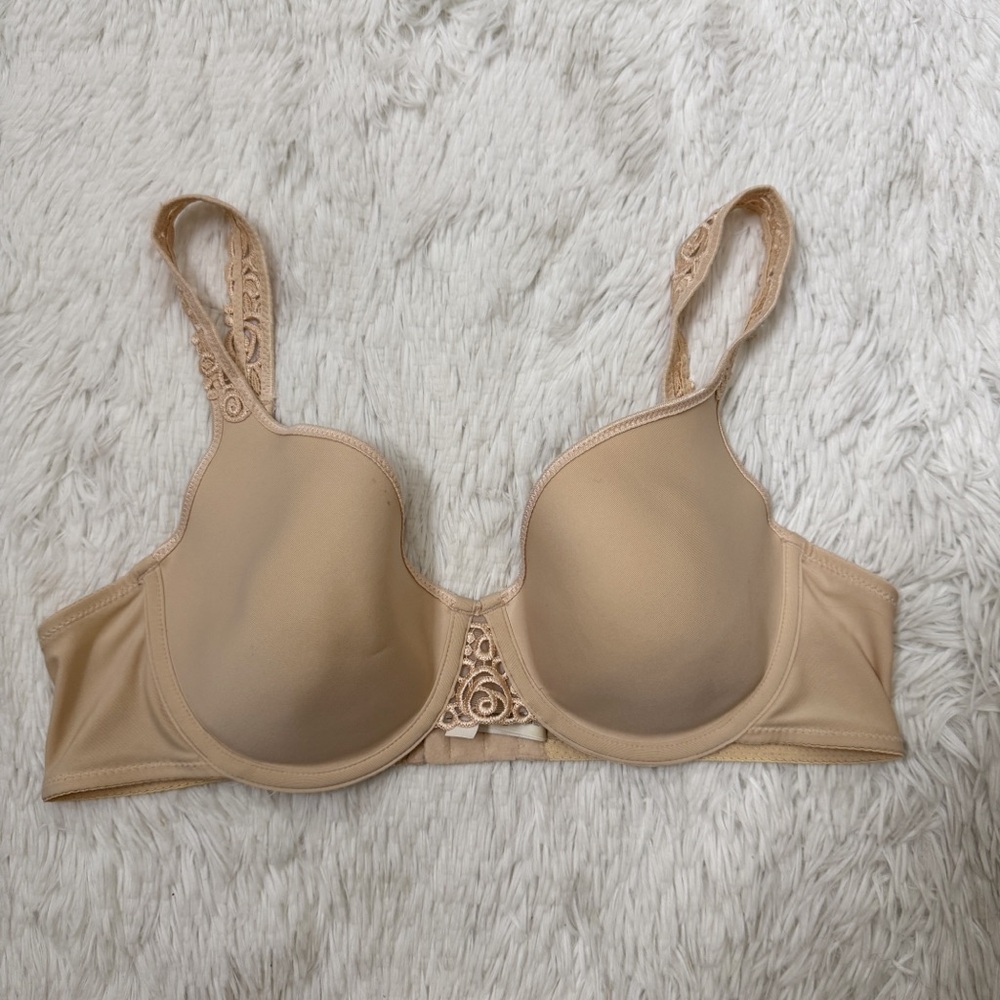 NATORI / tan nude love lace full coverage plunge t-shirt bra / 36C